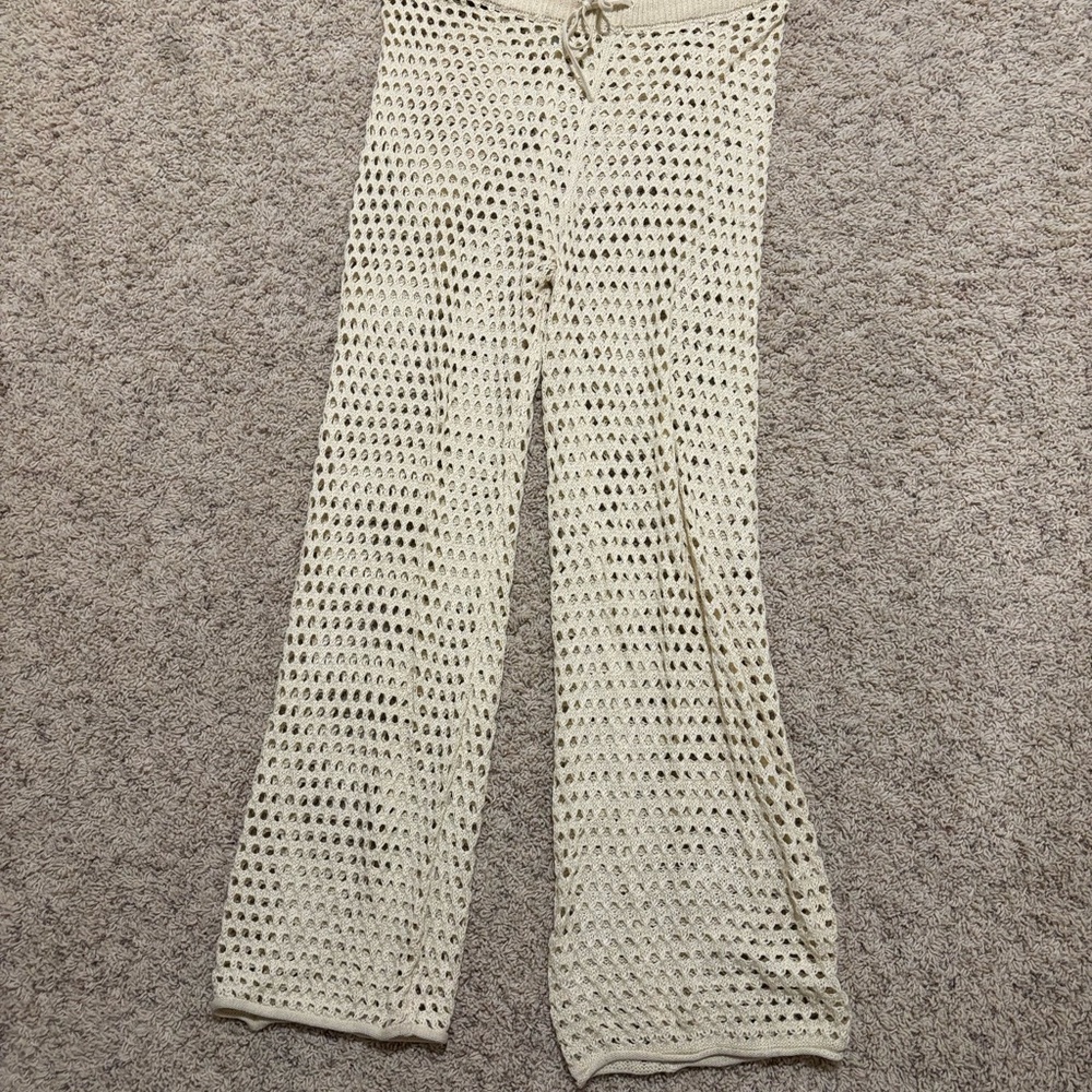 Crochet Knit Wide-Leg Pants